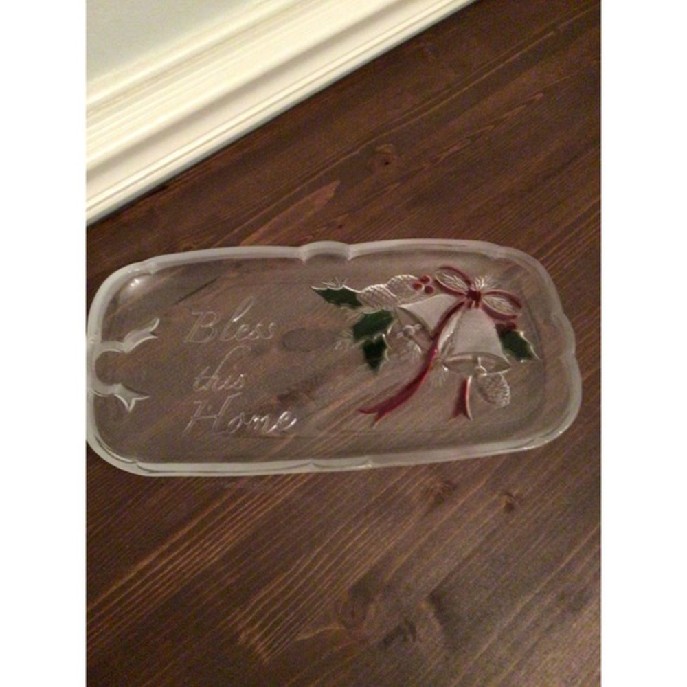 Celebrations by‎ Mikasa Holiday Bells glass serving tray Christmas